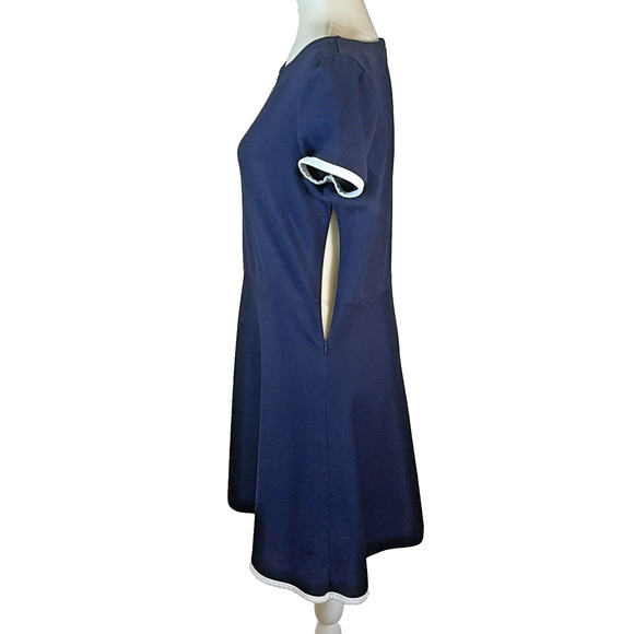 J Crew Womens Size 10 Navy Blue White Trim Work Dress Minimalist Fitted Stretch - Picture 3 of 11